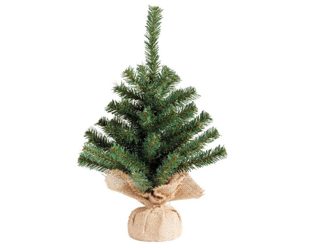 Yılbaşı Ağacı 60cm Yeşil Hasır Ayaklı Kozalak Süslemeli