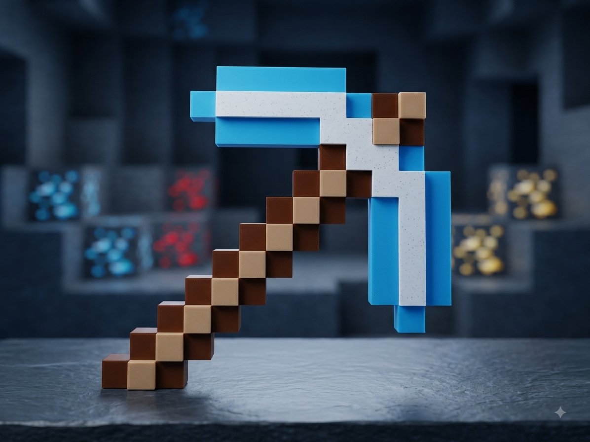 Minecraft Elmas Kazma 40cm 3D Print