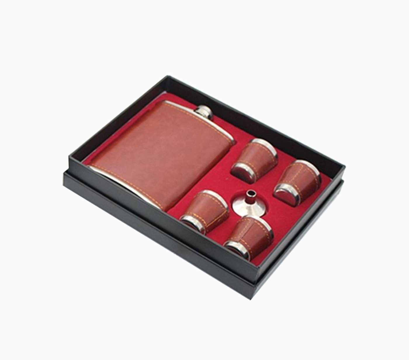 Matara Seti ´9OZ - Deri Kaplamalı - 4 Shot Bardaklı - Hunili´