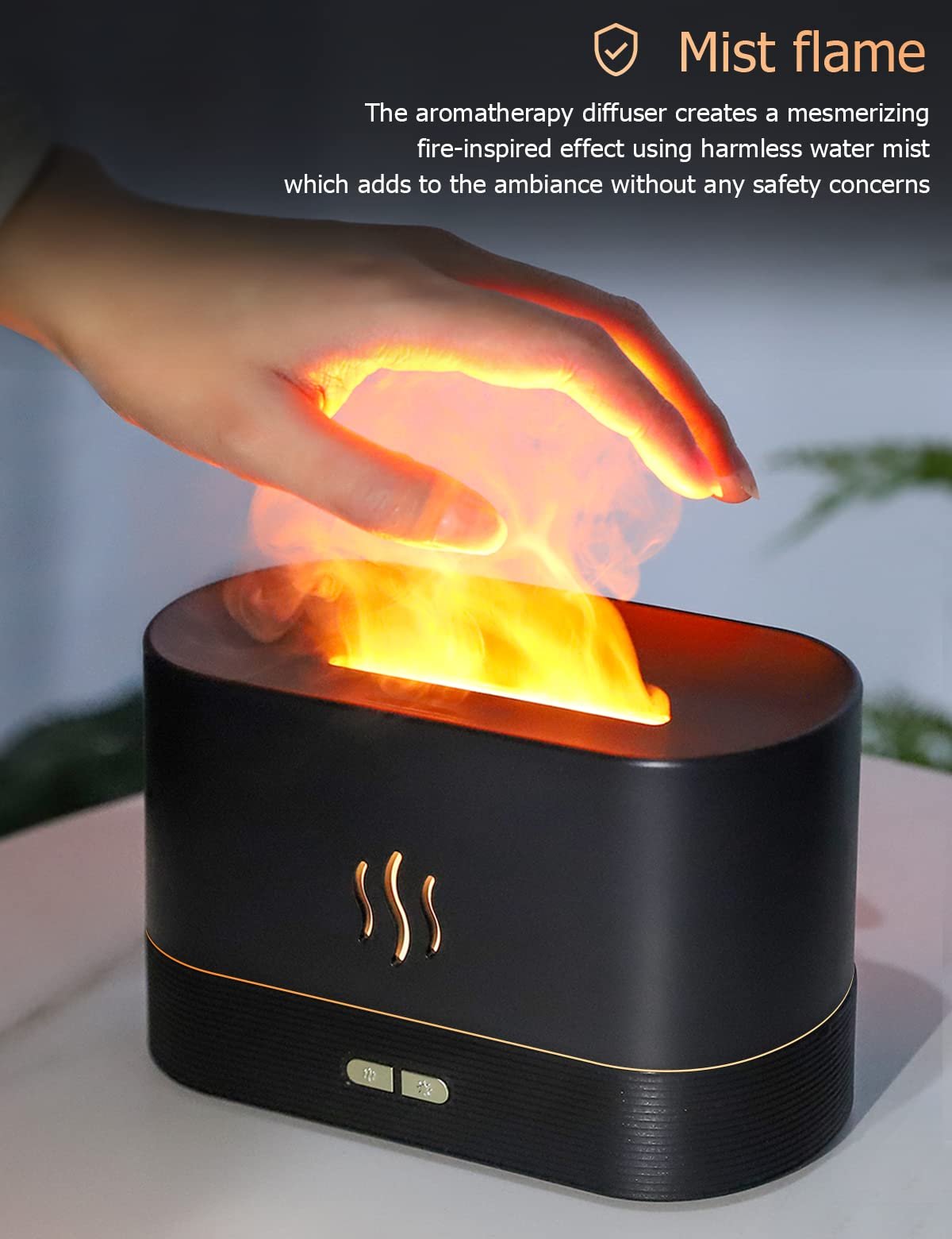 Alevli Led Gece Lambası Buhardanlık Nemlendirici Flame Aroma Diffuser