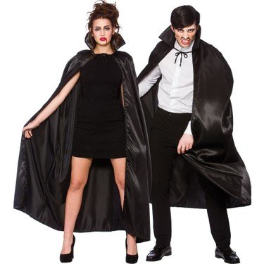 Halloween Kostüm Pelerin 150cm (Siyah Yakalı)