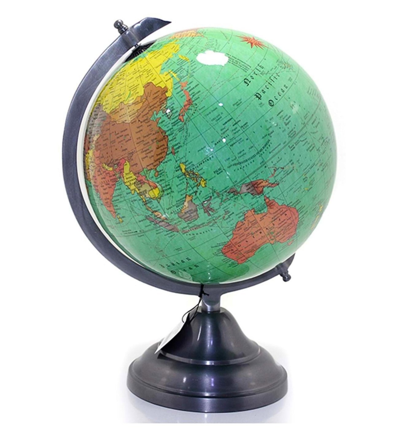 Dekoratif Dünya Küre 40cm Metal-Ahşap Ayaklı Kahve