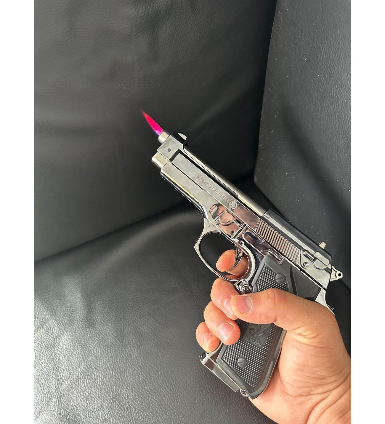 Tabanca Çakmak Deri Kılıflı Metal Beretta