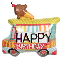 Helyum Folyo Balon Happy Birthday Dondurma Arabası 32"