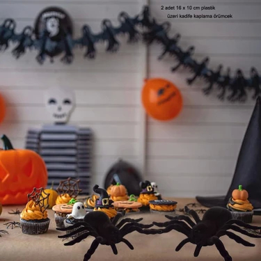 Halloween Dekoratif Örümcek 10cm 2 Adet