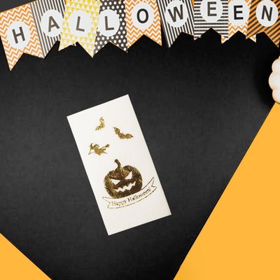Halloween Peçete Garson Katlamalı Altın Varaklı