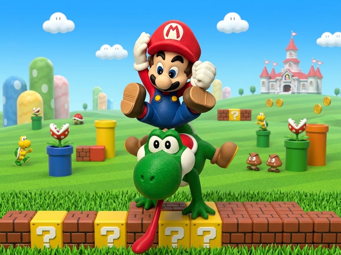 Super Mario 3D Print Mairo and Yoshi 20cm