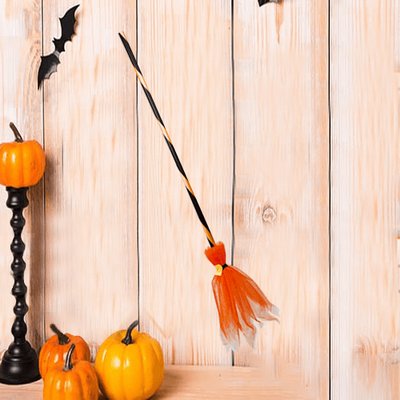 Halloween Aksesuar Cadı Süpürgesi Tüllü 90cm