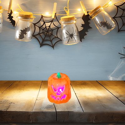 Halloween Dekoratif Led Balkabağı Mum 7cm