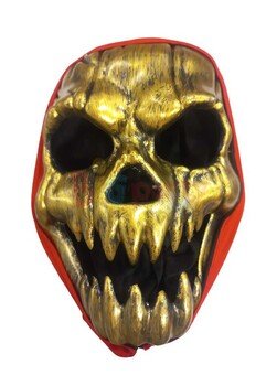 Plastik Maske ´Dişli Balkabağı Kurukafa (Altın)´