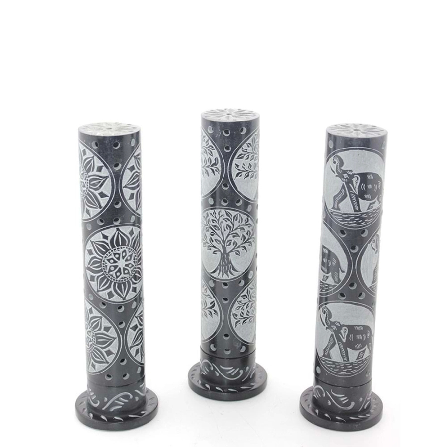 Obsidian Taşı İşlemeli Kule Tütsülük 27cm