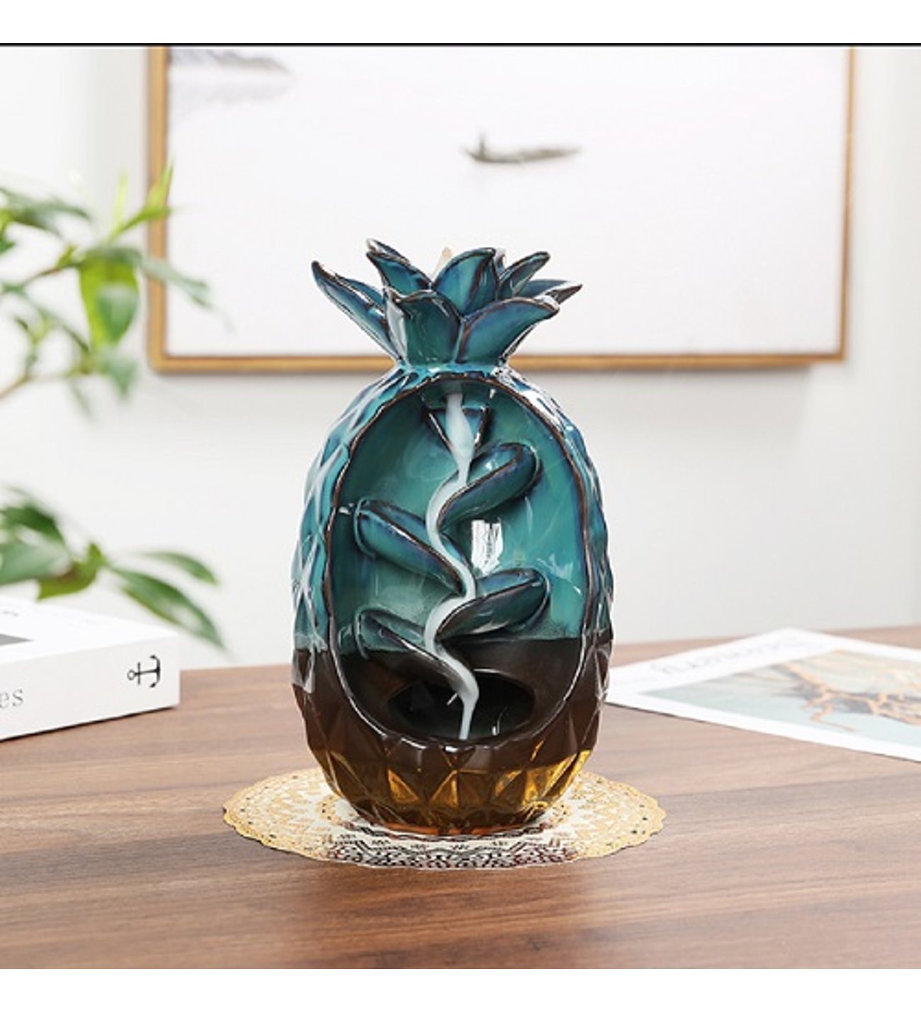 Seramik Geri Akış Tütsülüğü 16cm Ananas