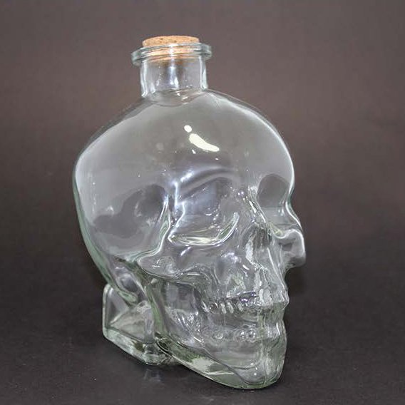 Skull Head Şeffaf Kurukafa Viski Şişesi Büyük
