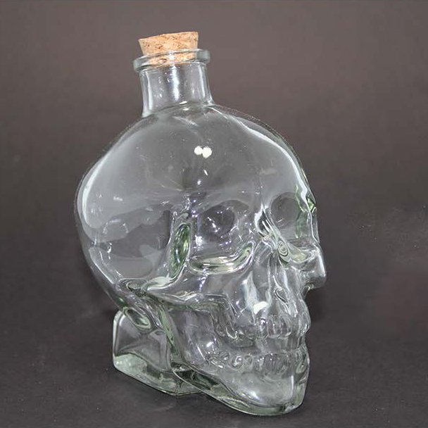 Skull Head Şeffaf Kurukafa Viski Şişesi Orta
