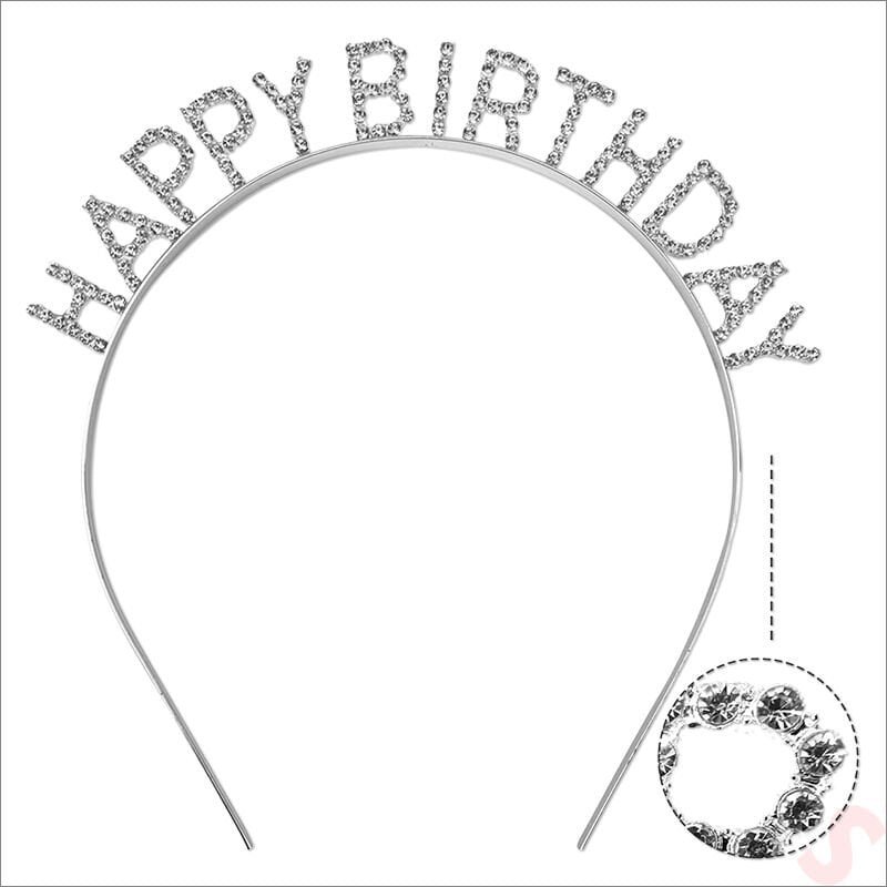 Metal Taç Taşlı Süslü Silver ´Happy Birthday´