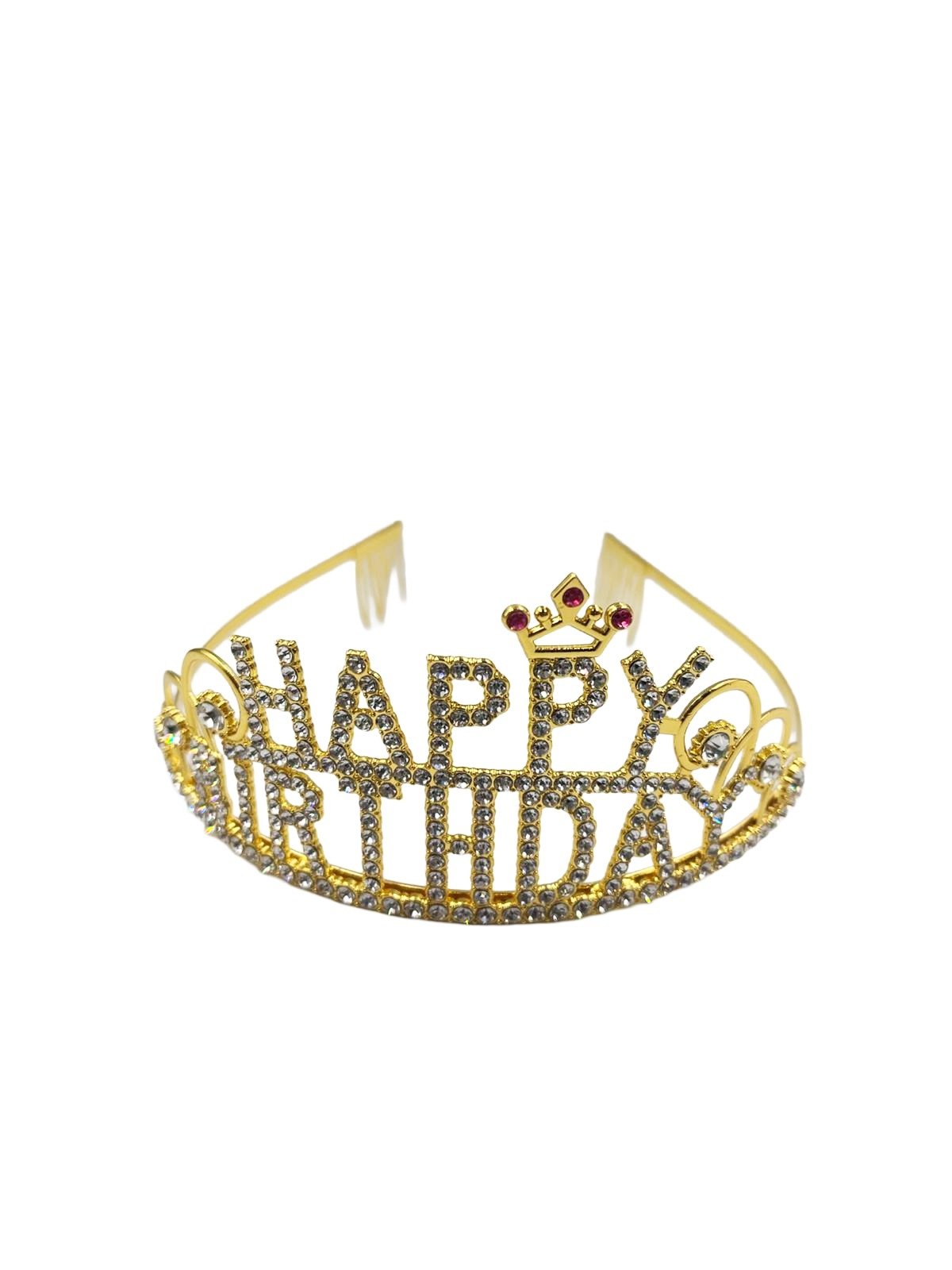 Metal Taç Taşlı Süslü ´Crown Happy Birthday´
