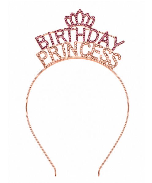 Metal Taç Taşlı Süslü Rose Gold ´Taçlı Birthday Princess´