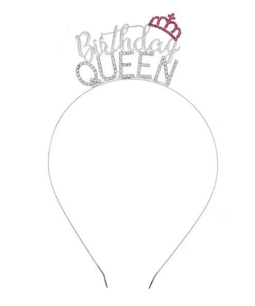 Metal Taç Taşlı Süslü Silver ´Birthday Queen´