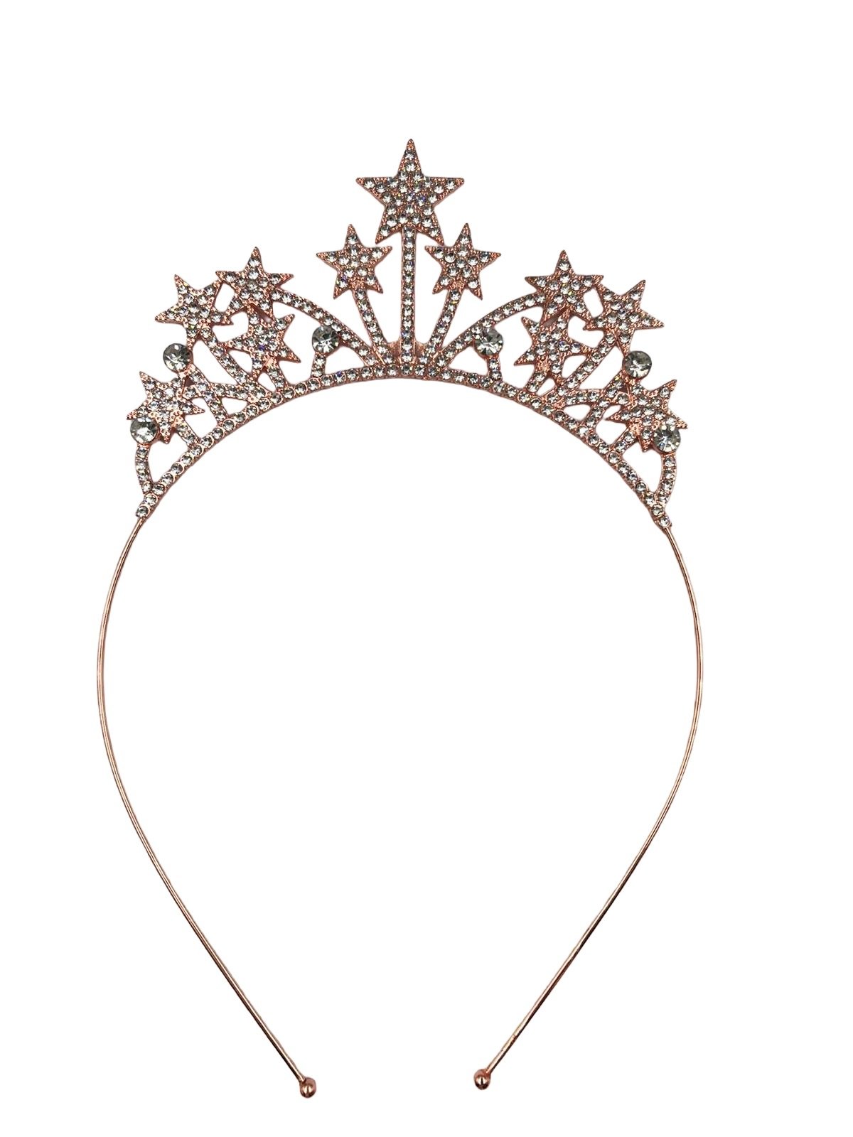 Metal Taç Taşlı Süslü Yıldızlı Rose Gold