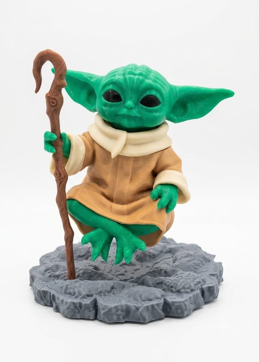 Star Wars 3D Print Biblo Uçan Baby Yoda 18cm