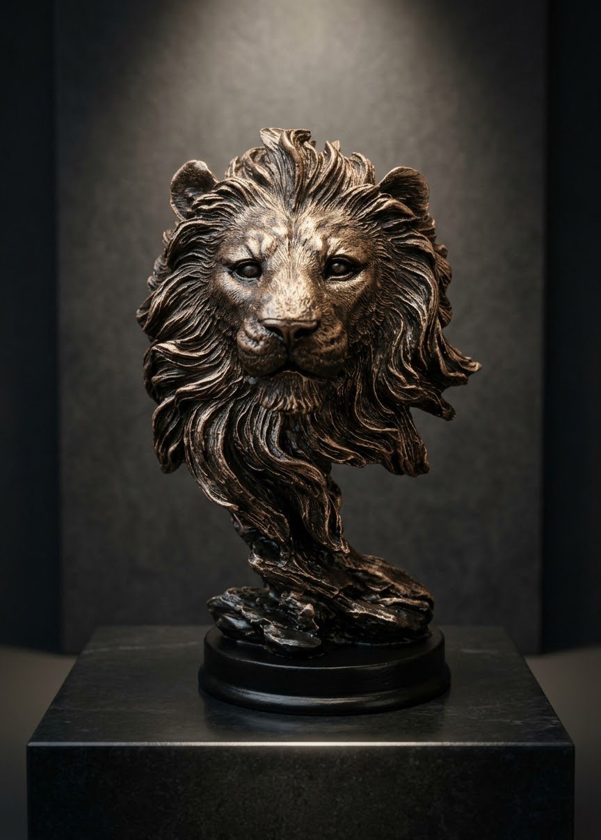 Polyester Biblo Aslan Başı Biblo 14cm